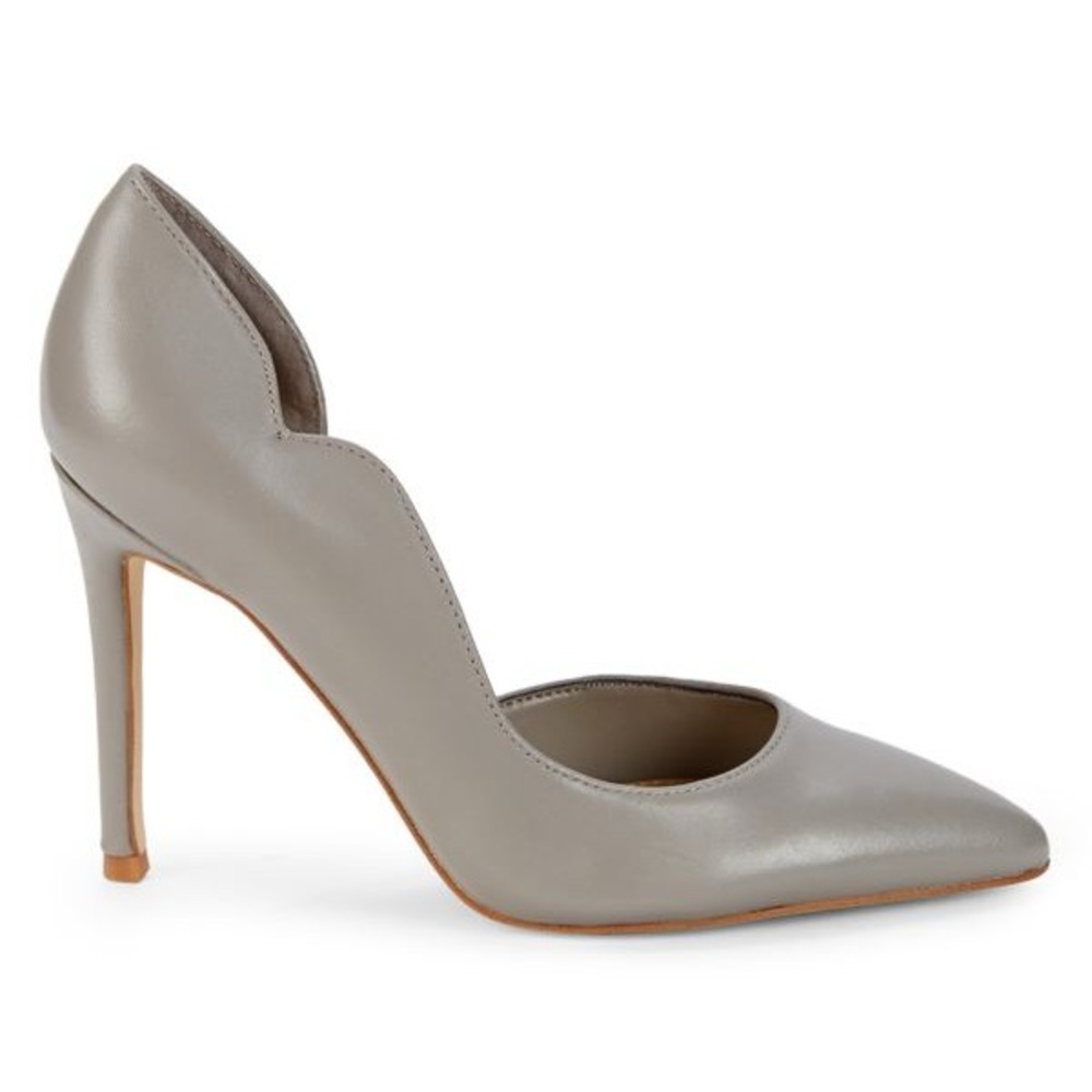Guess Gray Pointy Leather Upper 4” Heel Size 5.5 M Pump
